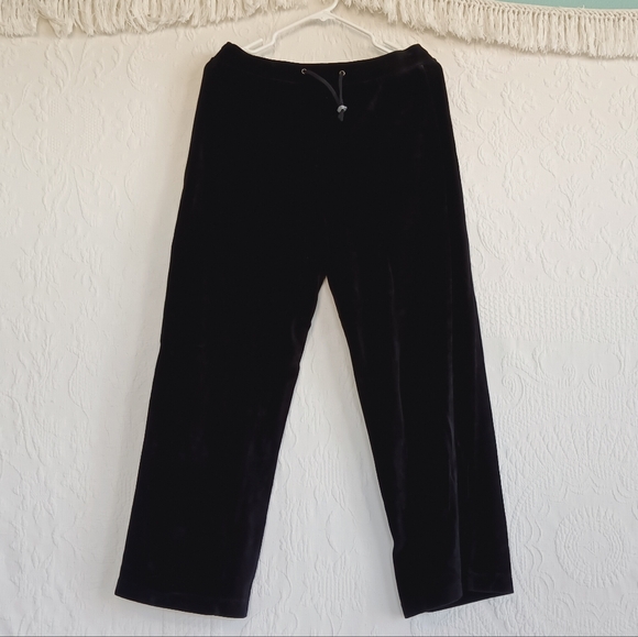 Talbots Black Velour Track Pants Y2k Soft Comfy Lounge wear Sweatpants EUC Cute - Picture 8 of 8